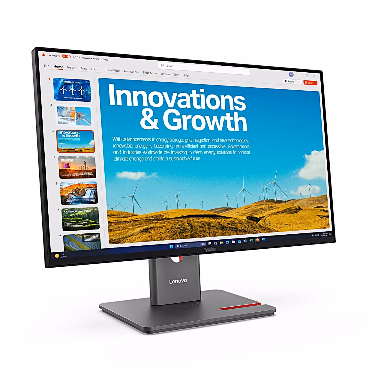 Lenovo P24QD-40 Quad HD monitor paremalt nurga alt, kitsas raam