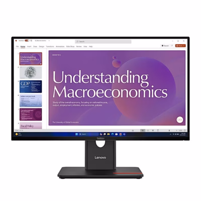 Arvutimonitor Lenovo ThinkVision T24D-40 eestvaates, ekraanil esitlusslaid