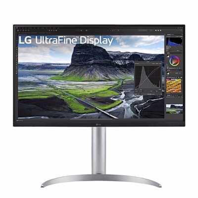 Arvutimonitor LG 27UQ850V-W eestvaates hõbedase jalusega