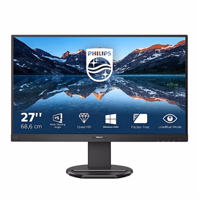 Arvutimonitor Philips 276B9/00 eestvaates, ekraanil 27-tollise diagonaali ja funktsioonide ikoonid