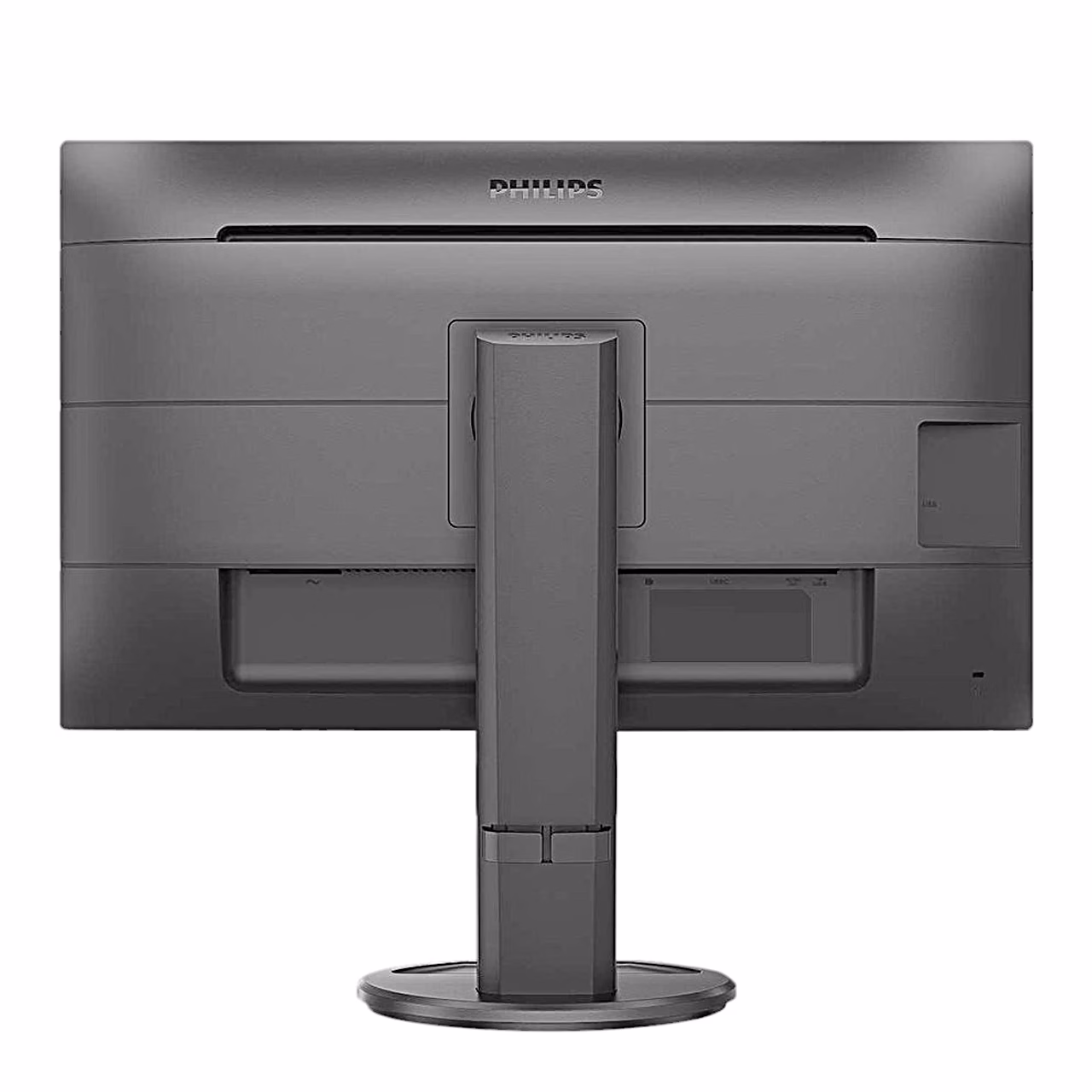Philips 276B9/00 monitori tagakülg, kõrgust reguleeriv jalg ja ühenduspaneel