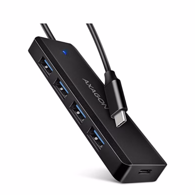 Must USB-jagaja AXAGON HUE-C1C nelja USB-A-pordi ja USB-C-kaabliga