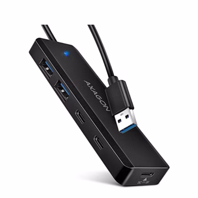 Must USB-jagaja AXAGON HUE-C2A kahe USB-A ja kahe USB-C pordiga