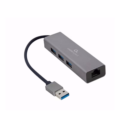 Cablexpert A-AMU3-LAN-01 USB-jagaja kolme USB-A pesa ja RJ45-võrgupesaga