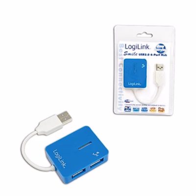 Sinine USB-jagaja LogiLink Smile UA0136 koos pakendiga