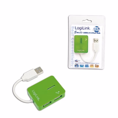 Roheline USB-jagaja LogiLink Smile UA0138 koos pakendiga
