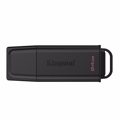 Must USB-mälupulk Kingston DataTraveler Exodia korgiga, eestvaade