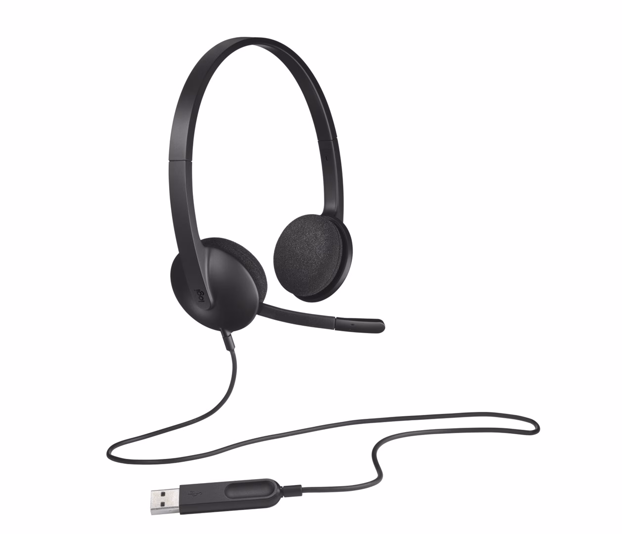 Logitech H340 USB-peakomplekt koos kaabli ja USB-A-pistikuga, täisvaade