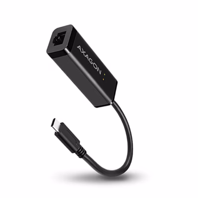 Must USB-võrgukaart AXAGON ADE-SRC RJ-45-pordi ja USB-C-kaabliga viltu ülalt