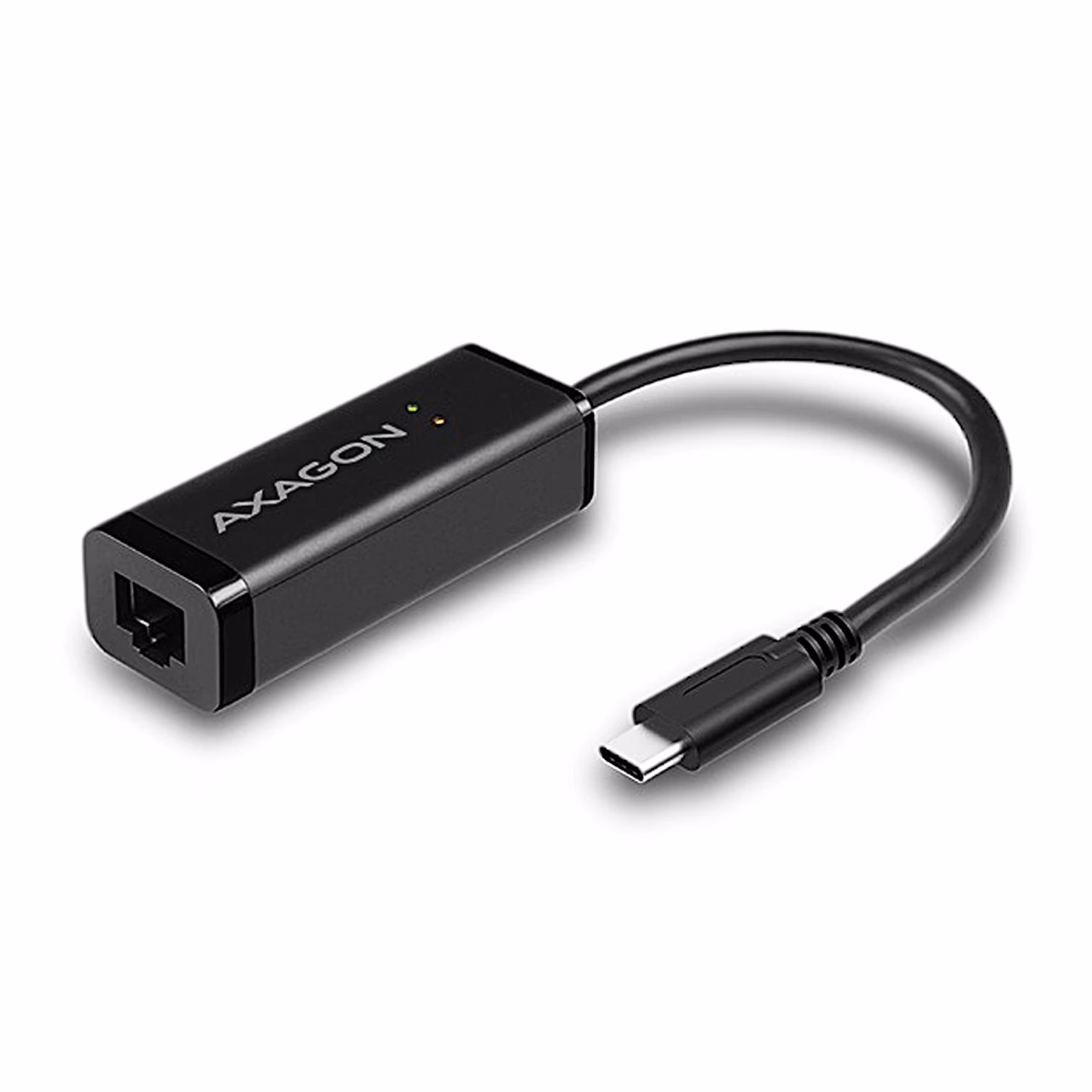 AXAGON ADE-SRC USB-võrgukaart kaarduva USB-C-kaabliga külgvaates