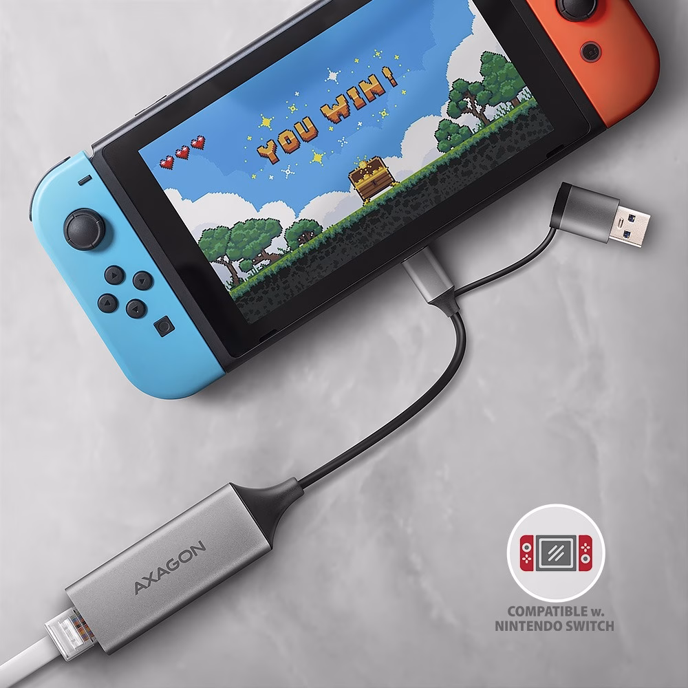 AXAGON ADE-TXCA ühendatud Nintendo Switchi mängukonsooliga