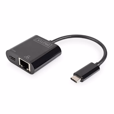 Must USB-võrgukaart Digitus DN-3027 USB-C-kaabli ja RJ45-pesaga