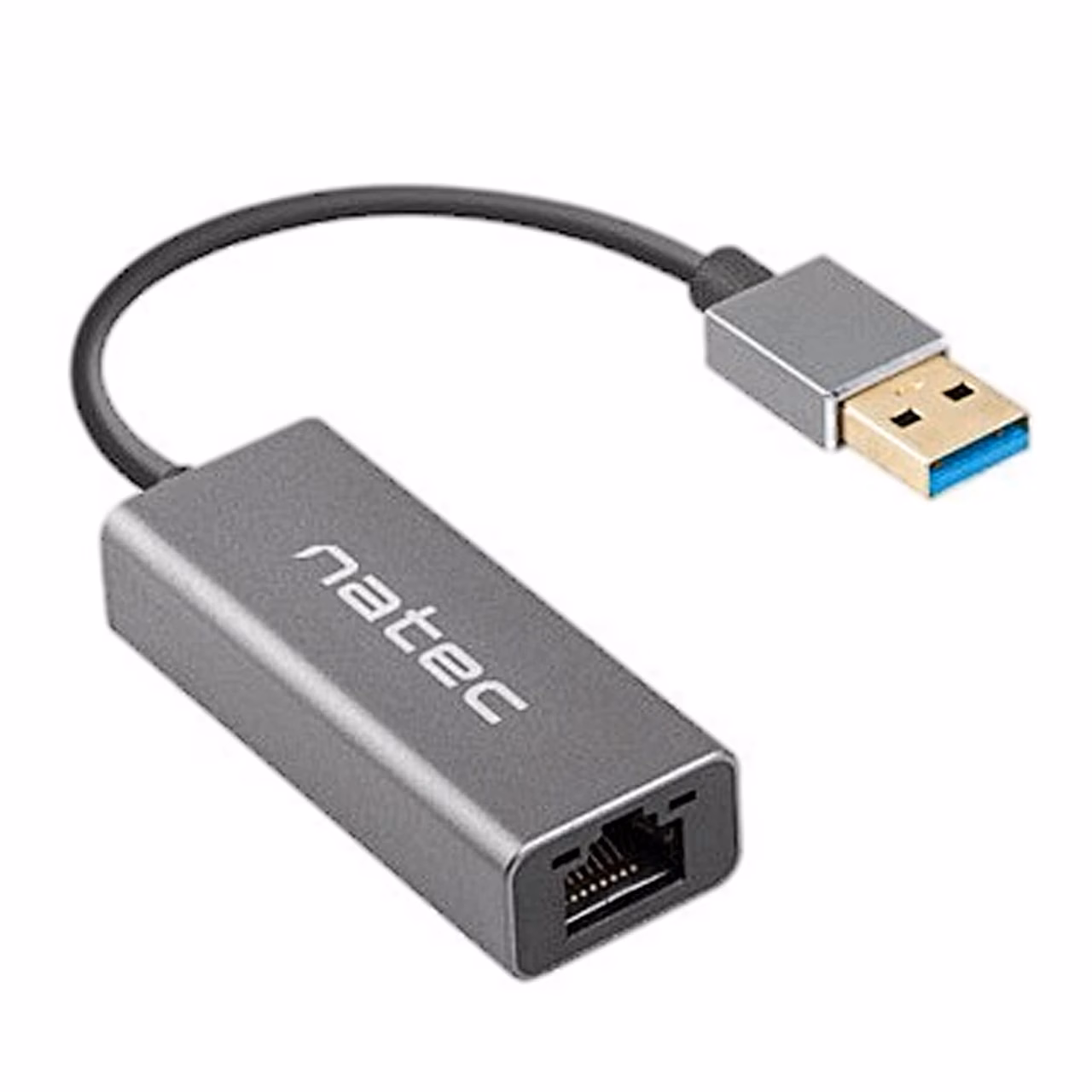 Natec Cricket USB-võrgukaart hallist alumiiniumist korpuse ja USB-A pistikuga