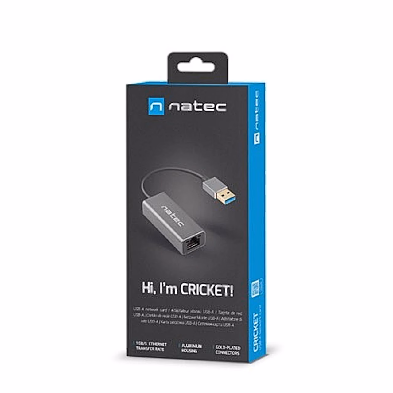 Natec Cricket USB 3.0 RJ45 võrgukaardi must-sinine müügipakend
