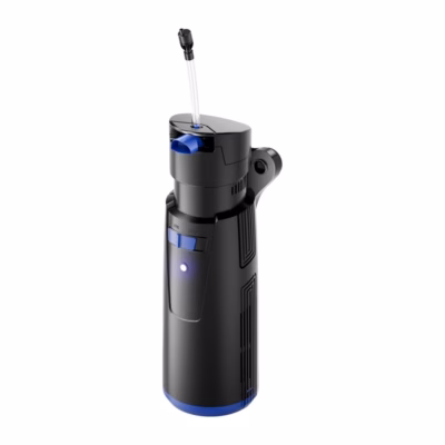 UV-lambiga sisefilter SUNSUN CUP-809 valgel taustal, peal õhuklapp ja küljel iminapad