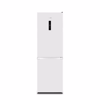 Valge eraldiseisev külmik Gorenje N619EAW4 ukse ekraaniga eestvaates