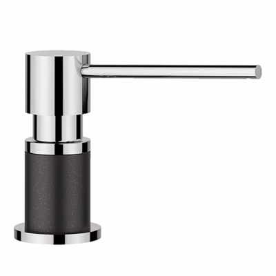 Valamule paigaldatav seebidosaator BLANCO LATO, antratsiit/kroom, u 300 ml, tööpinnale või valamule, sobib 35 mm avasse, sobitatud BLANCO SILGRANIT antratsiit valamutele
