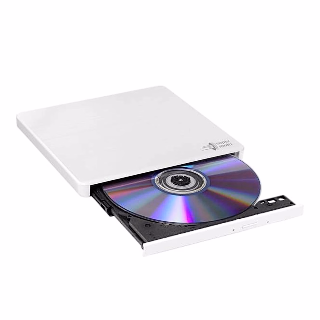 LG GP60NW60 DVD-kirjutaja avatud plaadisahtli ja sisestatud plaadiga