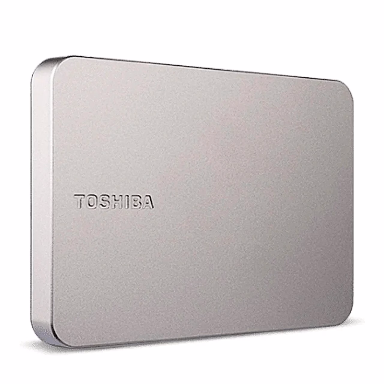 Väline HDD Toshiba Canvio Flex soojas hõbedases toonis teise nurga alt