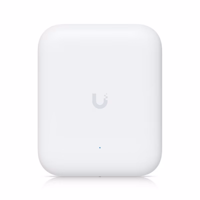 Ubiquiti UniFi U7 Outdoor WiFi-pääsupunkt eestvaates, valge korpus