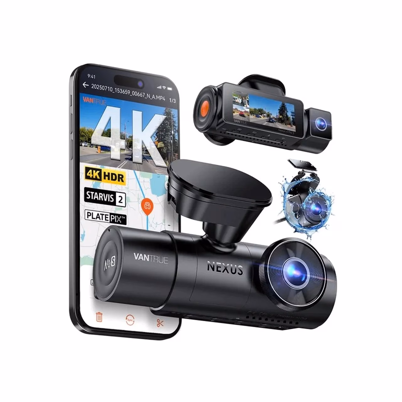 Vantrue N4 PRO S 4K/2.5K kahekanaliline autokaamera 3,19" ekraani, GPS-i ja Wi-Fi-ga, microSD tugi kuni 1 TB