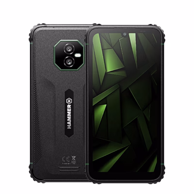 Vastupidav nutitelefon Hammer Ranger 8/256 must-roheline, esi- ja tagakülg