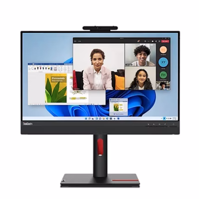 Lenovo Tiny-in-One 24 Gen 5 monitor eestvaates, veebikaamera ekraani kohal