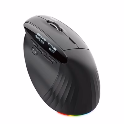 Must vertikaalne juhtmevaba hiir Acer Smart Fit Vertical, alumises servas valgustus