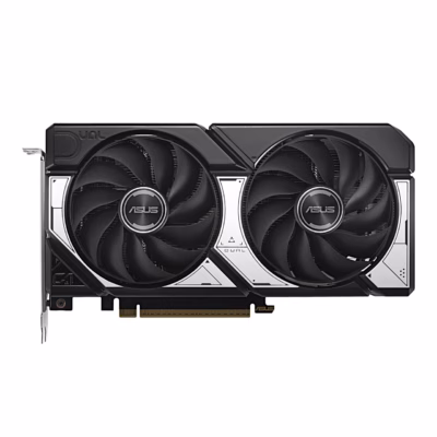 Asus Dual GeForce RTX 5060 Ti OC videokaart kahe ventilaatoriga eestvaates