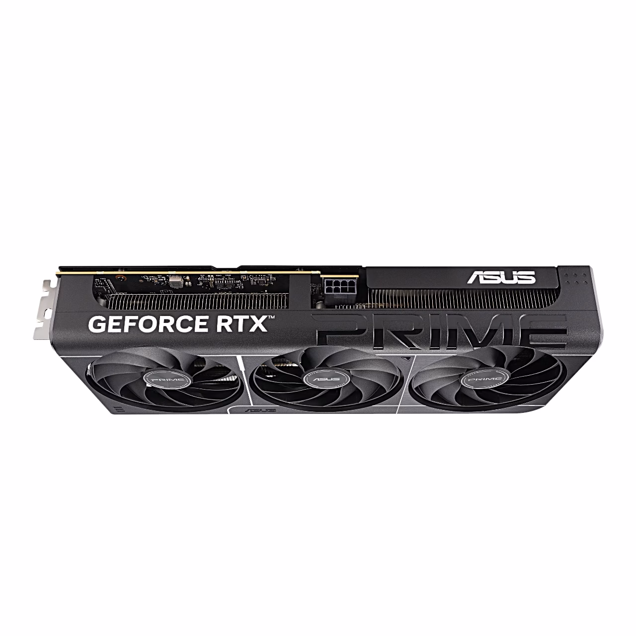 ASUS PRIME RTX 5060 Ti OC videokaardi ülaserv GeForce RTX kirjaga