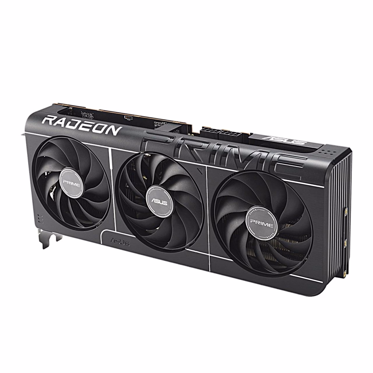 Videokaart Prime RX 9070 GRE EVO ventilaatorite poolt, kaldvaade paremalt