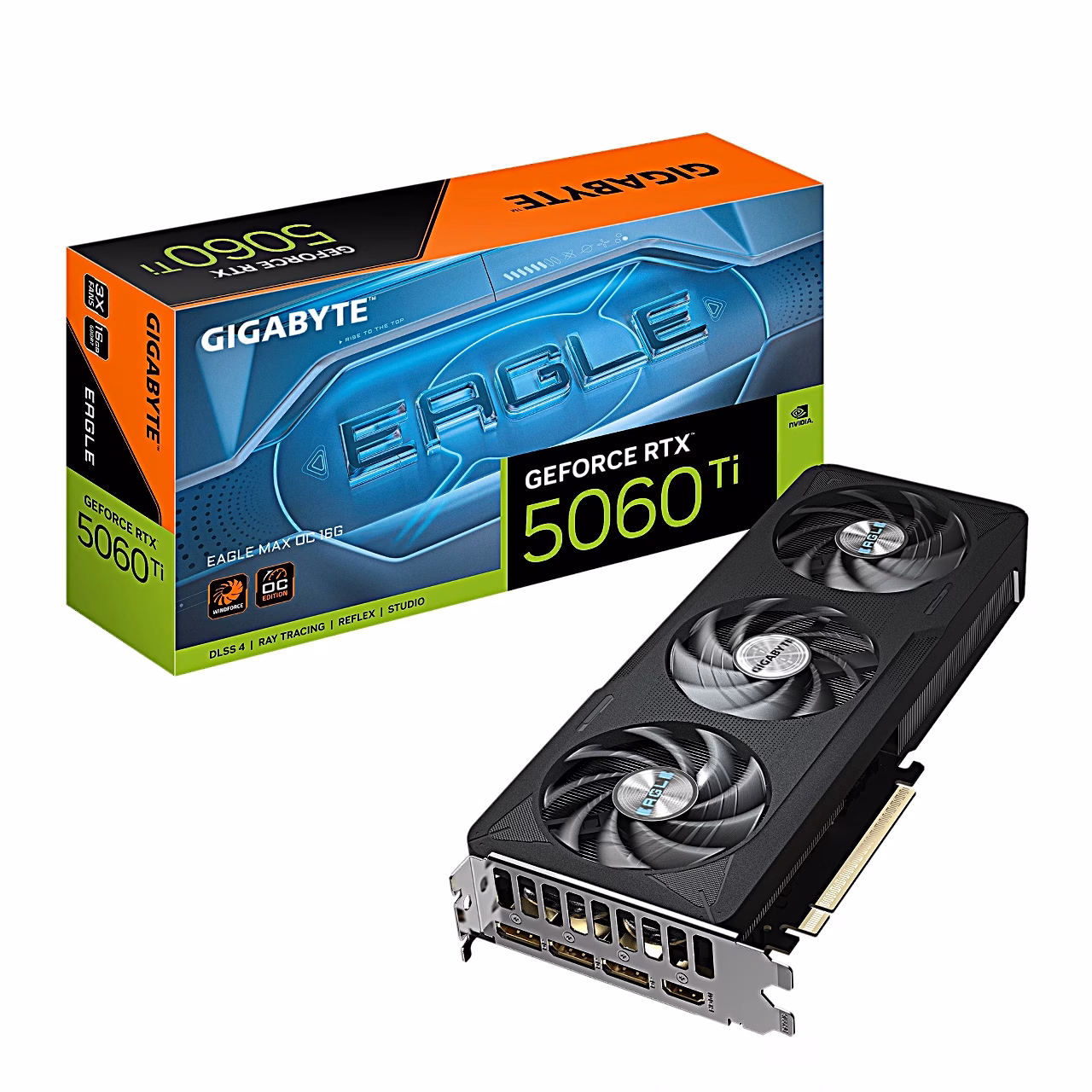 Gigabyte RTX 5060 Ti EAGLE MAX OC videokaart ja selle müügikarp