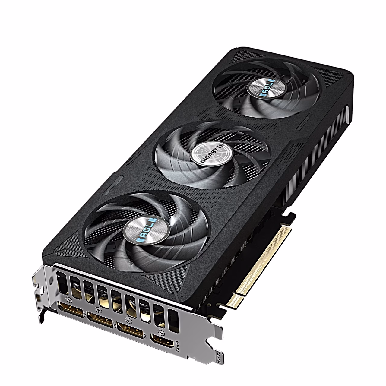 Gigabyte RTX 5060 Ti EAGLE MAX OC videokaart ülalt koos väljunditega
