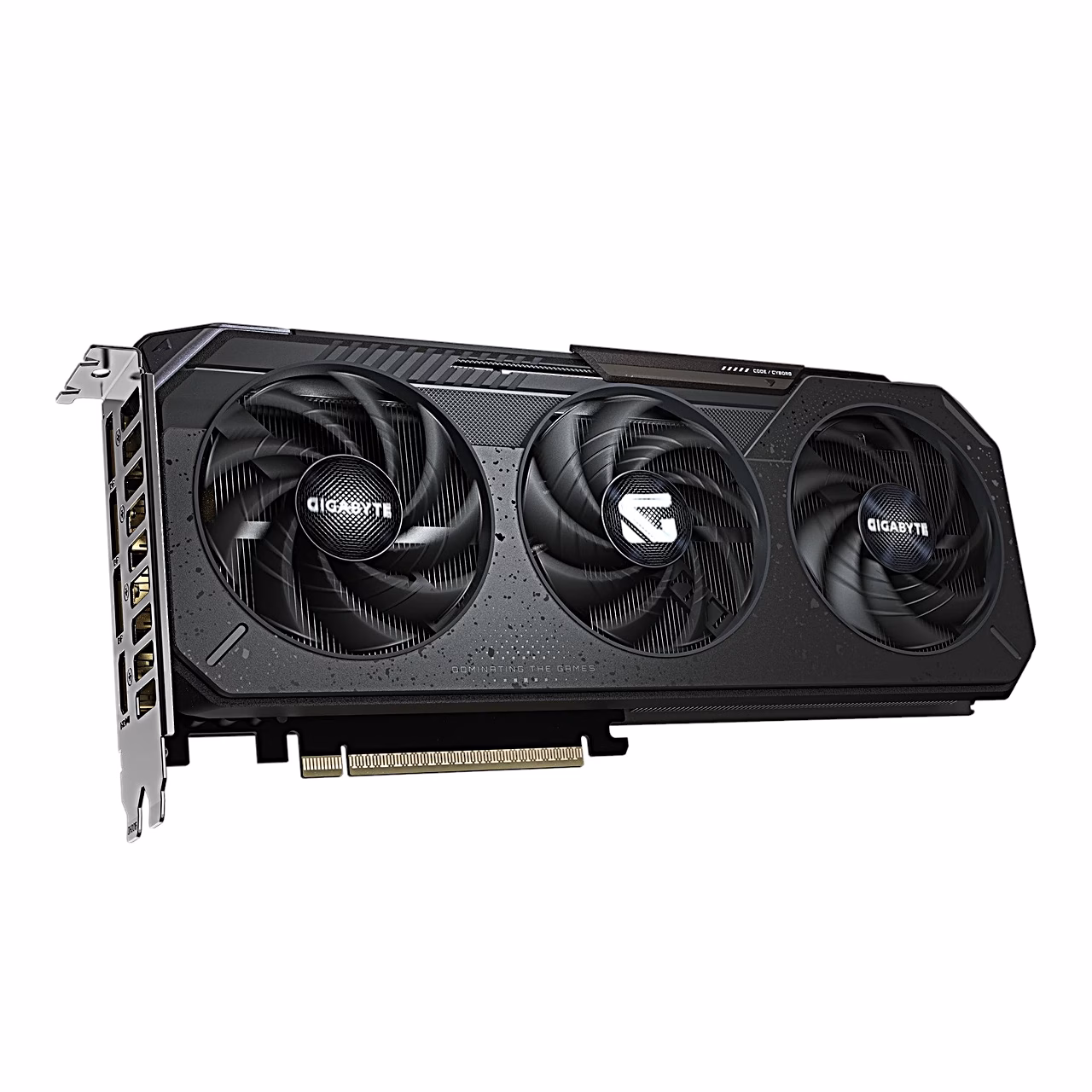 Gigabyte RTX 5060 Ti GAMING OC mänguri videokaart vasakult koos klambriga