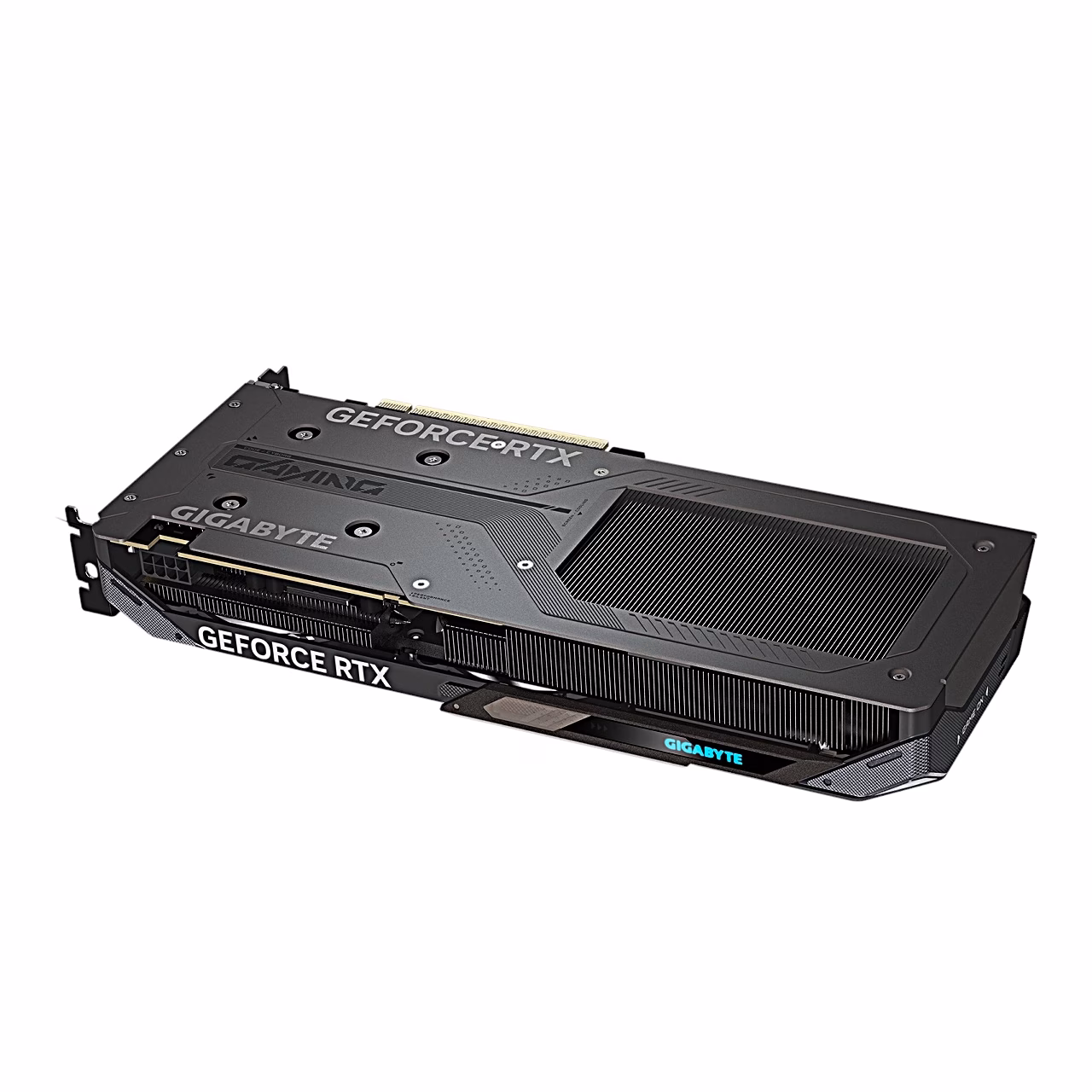 Gigabyte RTX 5060 GAMING OC 8G videokaart tagaplaadi poolt viltu
