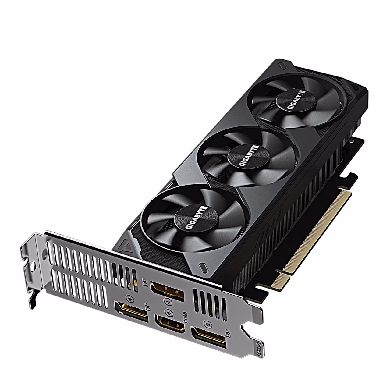 Gigabyte RTX 5060 OC videokaart madala kinnitusplaadiga ülalt nurga alt