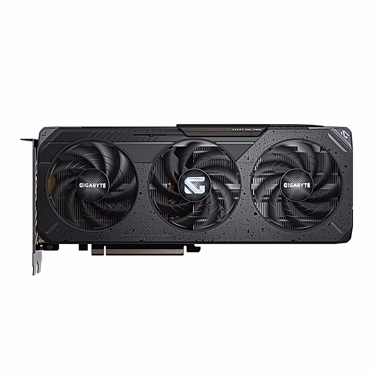 Gigabyte RX 9060 XT GAMING OC 16G esikülg kolme ventilaatoriga