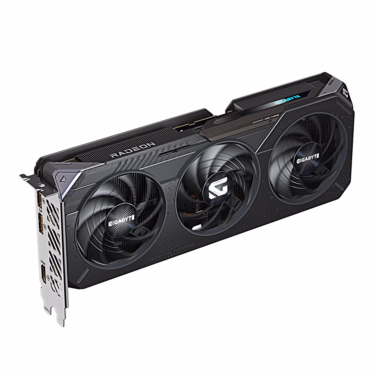 Gigabyte RX 9060 XT GAMING OC 16G kinnitusplaadi poolne külg