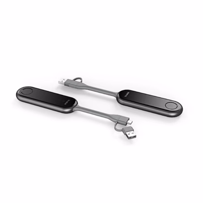 Kaks Yealink PA20 BYOD-saatjat kaldnurga alt USB-kaablitega