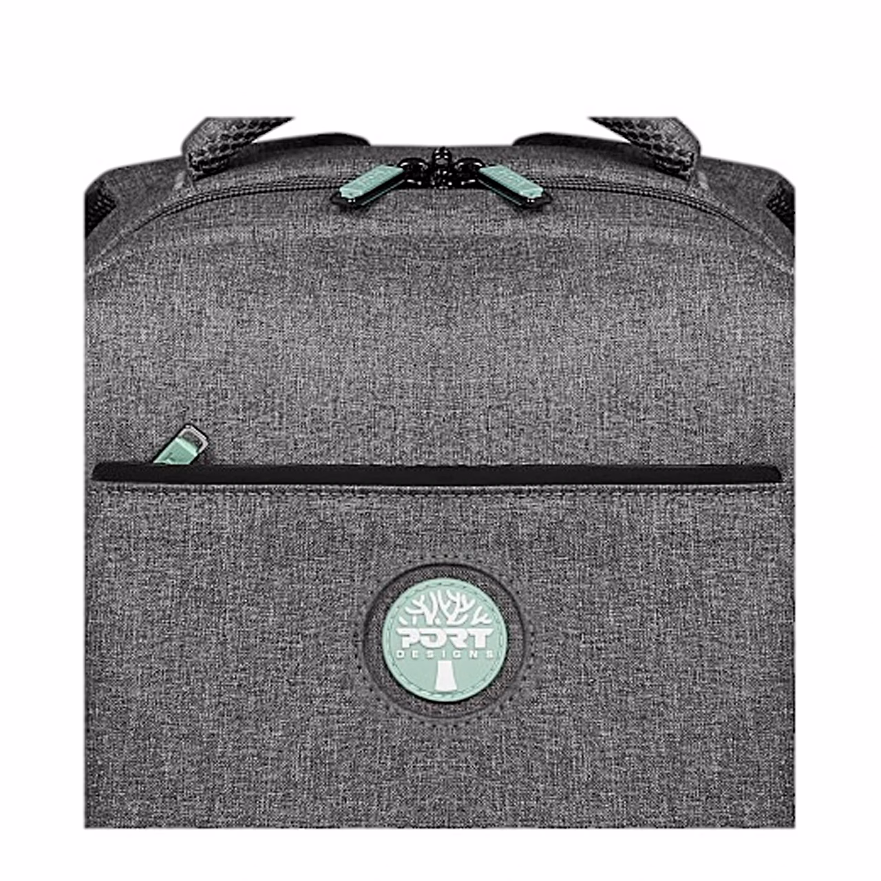Lähivaade Yosemite Eco XL seljakoti esitasku lukust ja Port logost