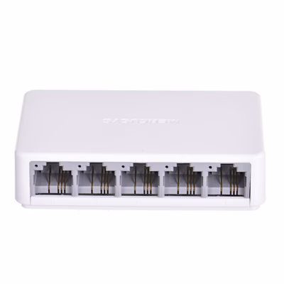 Võrgulüliti Mercusys MS105 eestvaade, viis RJ-45-porti