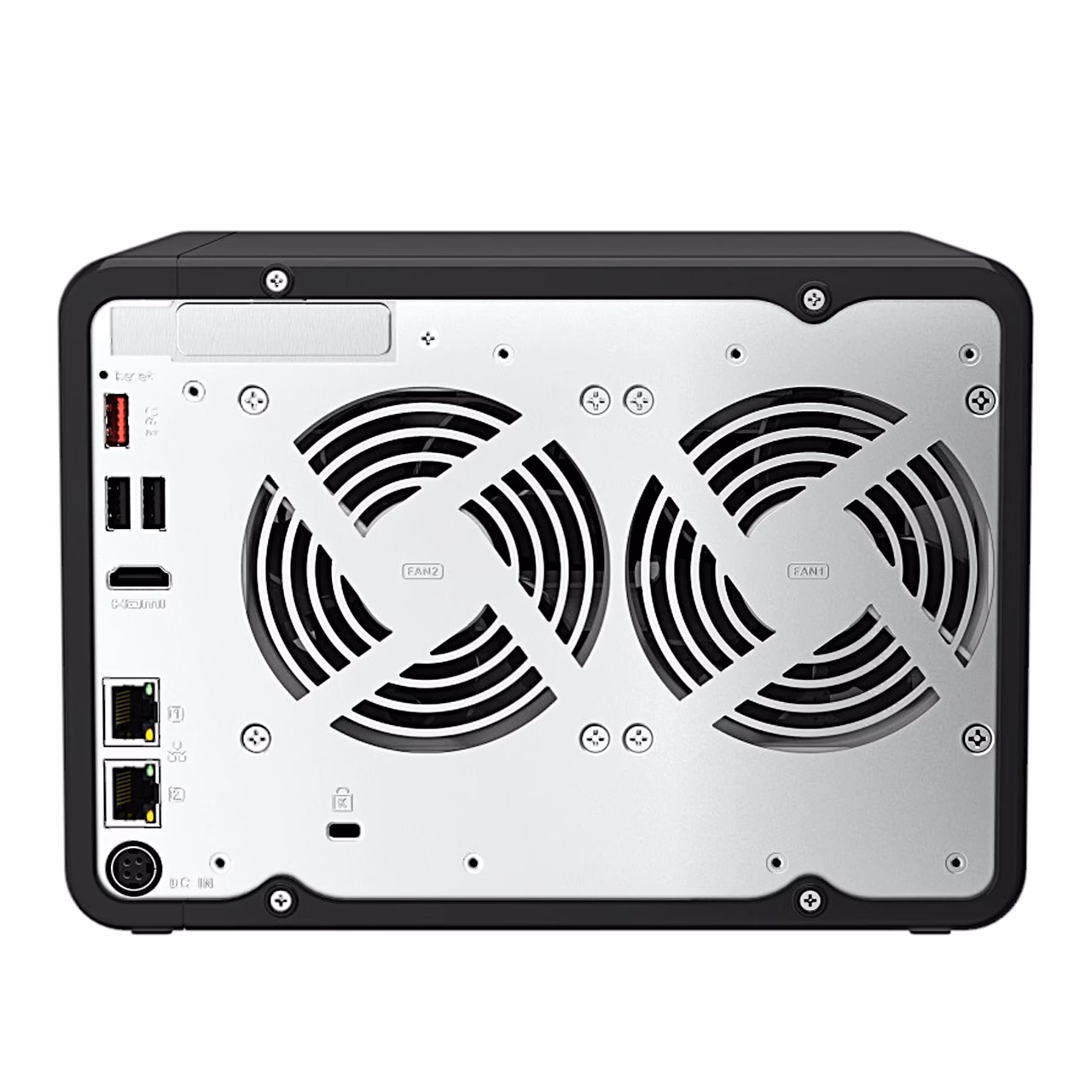 QNAP TS-664-8G tagapaneel kahe ventilaatori, HDMI- ja RJ-45-portidega