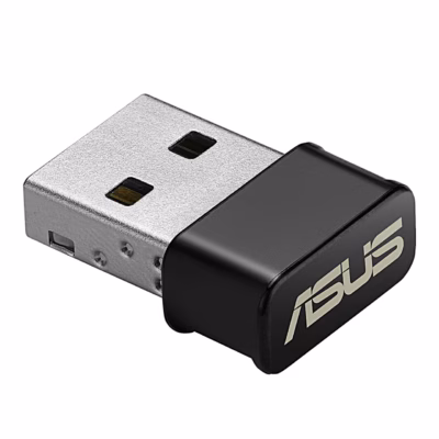 WiFi-adapter ASUS USB-AC53 Nano musta korpuse ja metallist USB-A-pistikuga