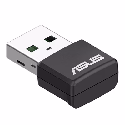 Must WiFi-adapter Asus USB-AX55 Nano USB-A-pistikuga, külgvaade