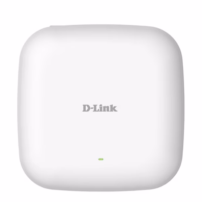 Valge kandiline D-Link DBR-X3000-AP pääsupunkt rohelise märgutulega eestvaates