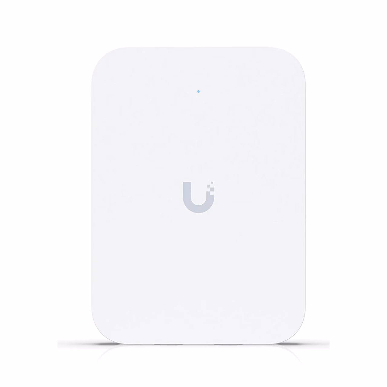 WiFi-pääsupunkt Ubiquiti U7 In-Wall eestvaade, valge korpus ja oleku-LED