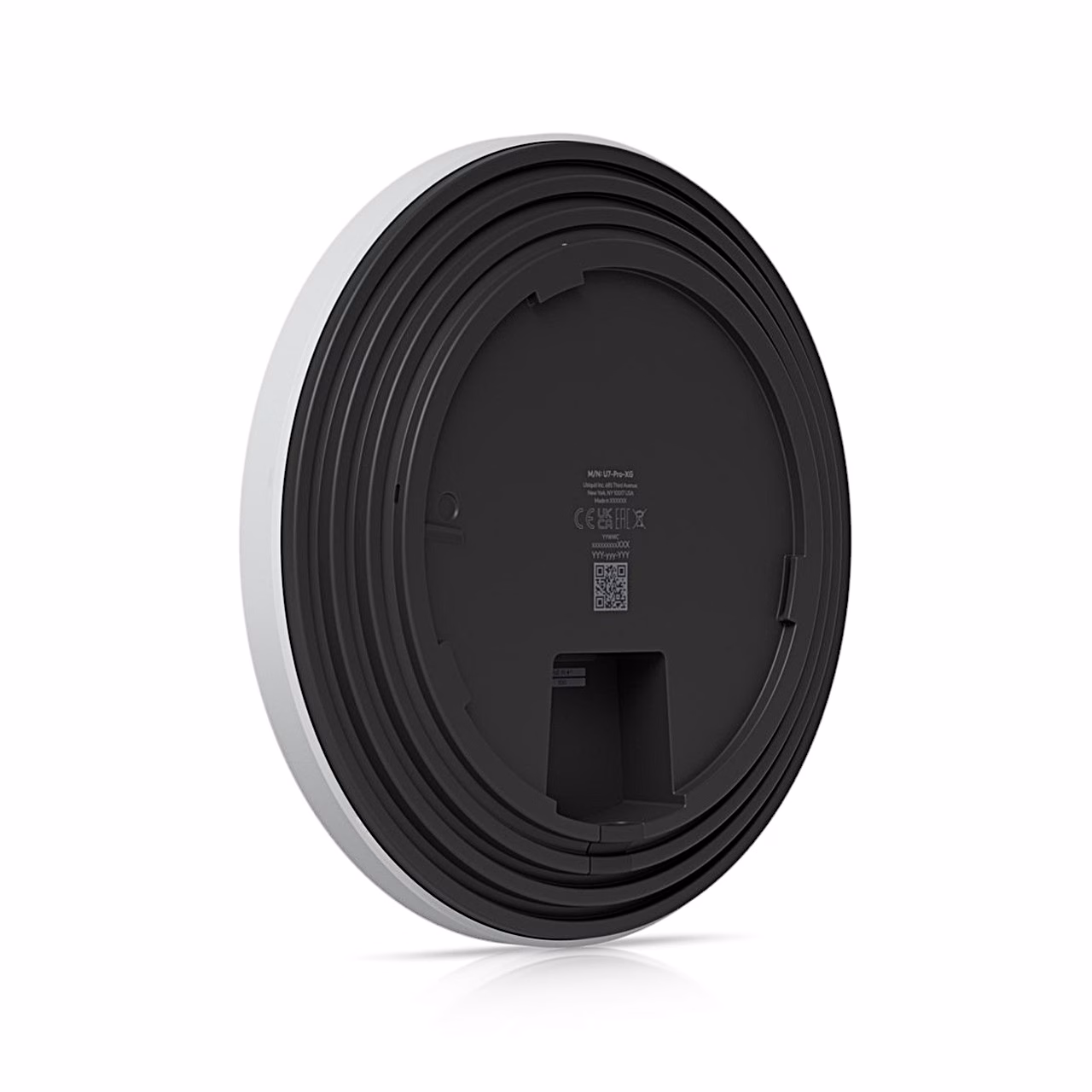 Ubiquiti UniFi U7-Pro-XG pääsupunkti must tagakülg viltu tootesildiga