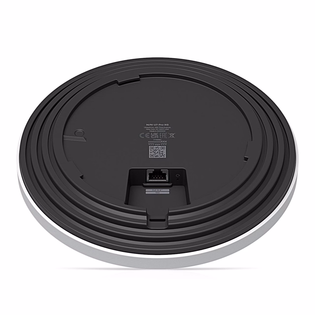 Ubiquiti UniFi U7-Pro-XG pääsupunkti alumine külg RJ-45 pordiga