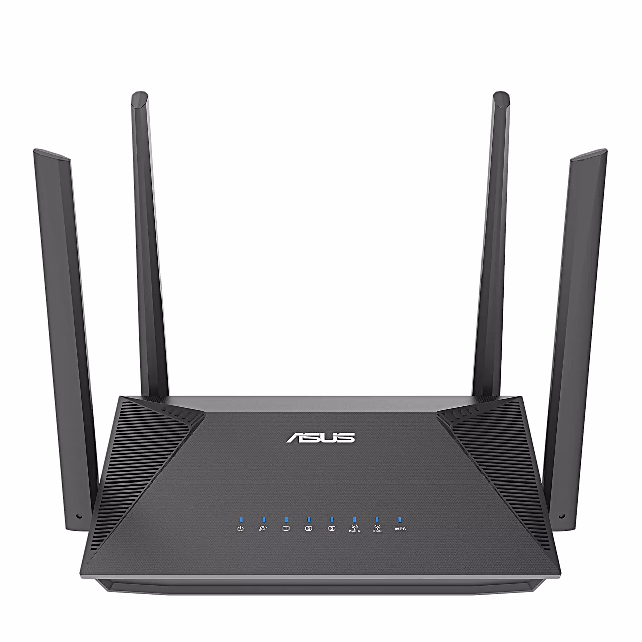 WiFi-ruuter ASUS RT-AX52 Pro nelja püstise antenniga, vaade eest