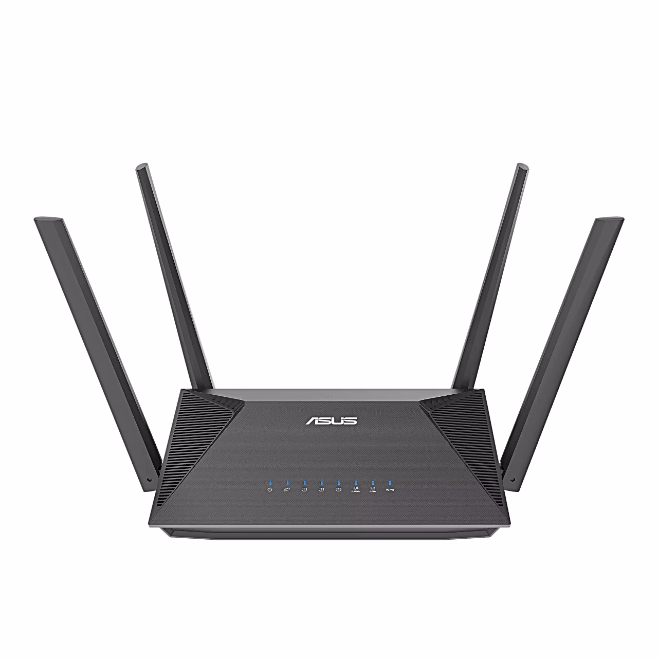 ASUS RT-AX52 Pro esikülg viltu suunatud antennide ja märgutuledega